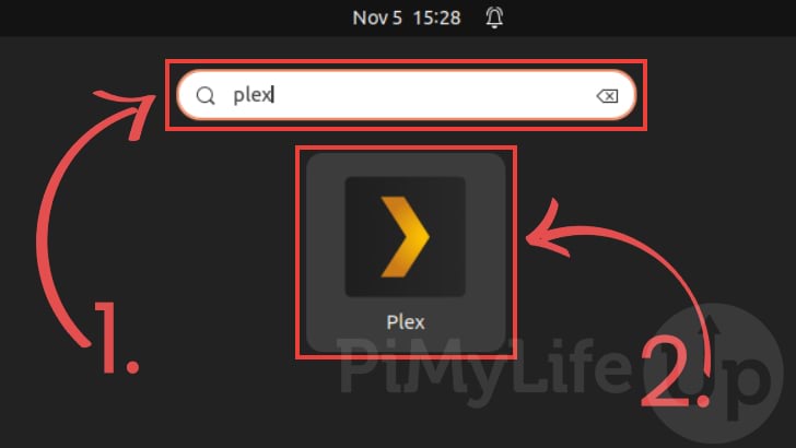 Search for Plex in the Activities Screen