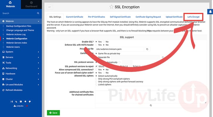 Open Lets Encrypt Options