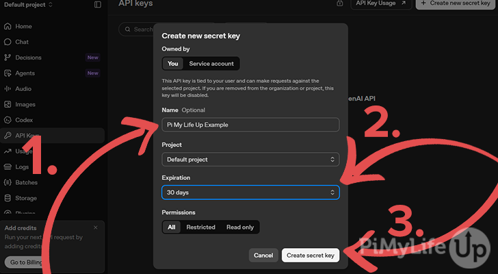 OpenAI - Create Secret Key with Expiry