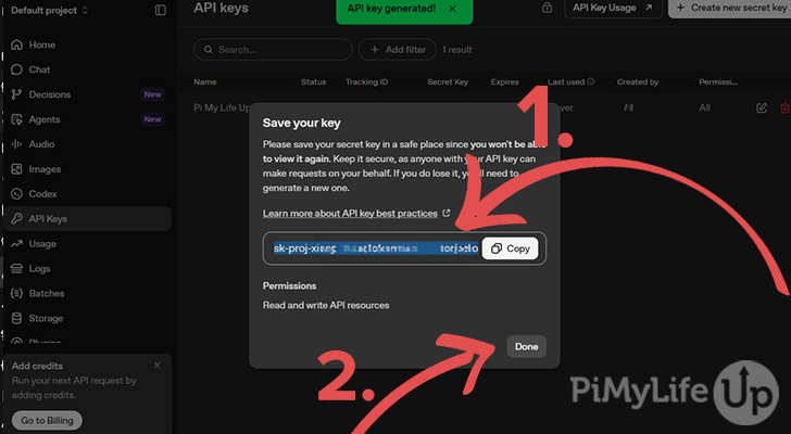 OpenAI - Save your API Key