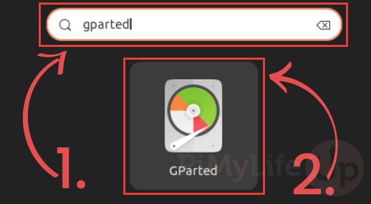 Search for GParted on Ubuntu and Open It