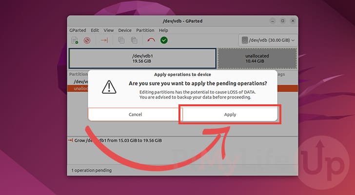 Warning about resizing partitions