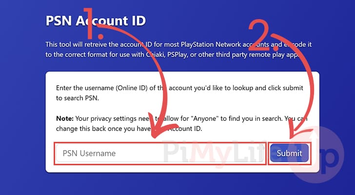 Type in Username for PSN Account