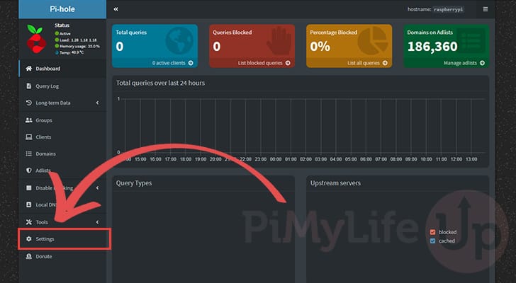 Open settings page