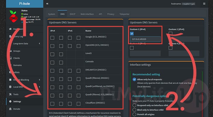 Set Pi-Hole to use Raspberry Pi Unbound DNS Server