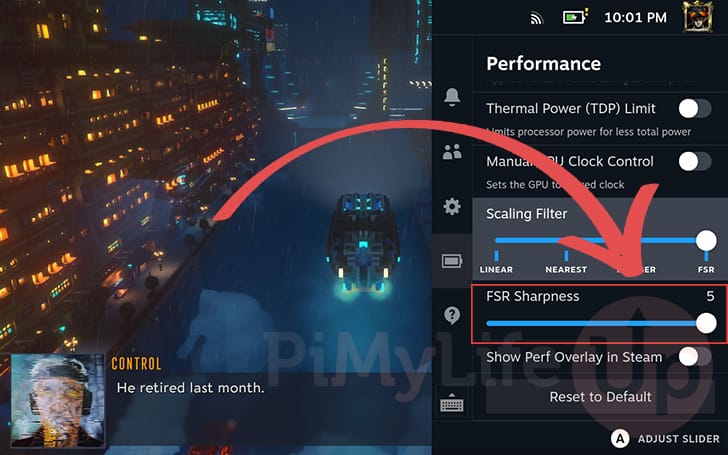 After Enabling FSR on Steam Deck Adjust Sharpness