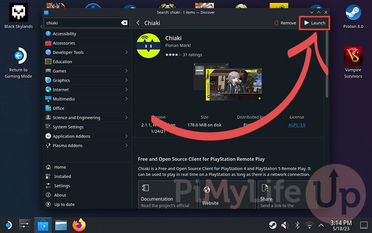 Launching Chiaki on the Steam Deck
