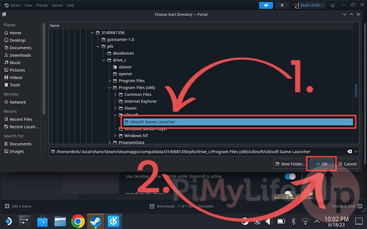 Select the Ubisoft Game Launcher directory on your Steam Deck