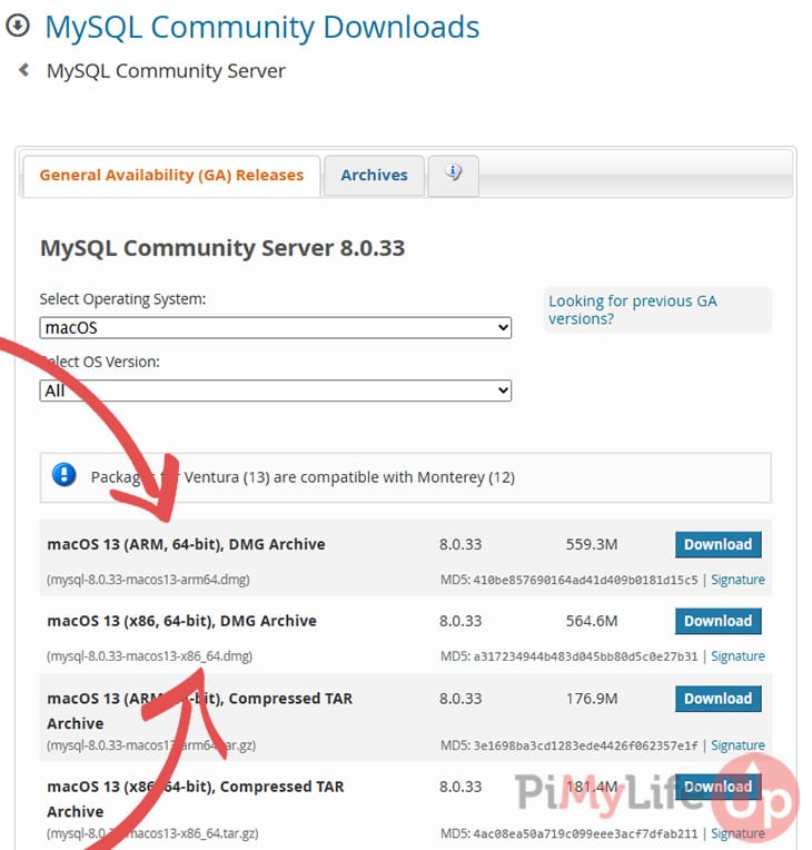 mysql download mac