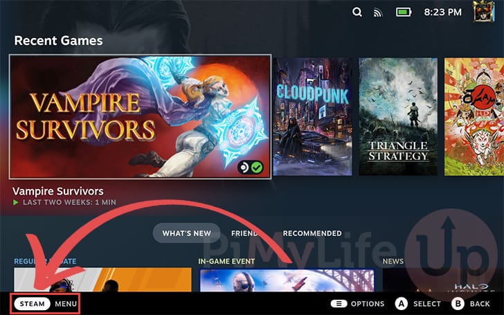 Open the Steam Menu