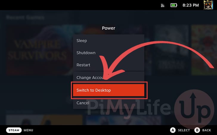 Switch to desktop mode on your Steam Deck