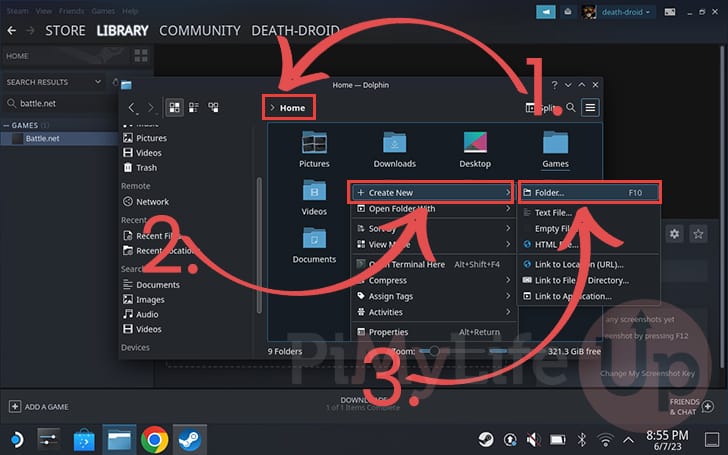 Create new directory to store your Battle.net games on the Steam Deck