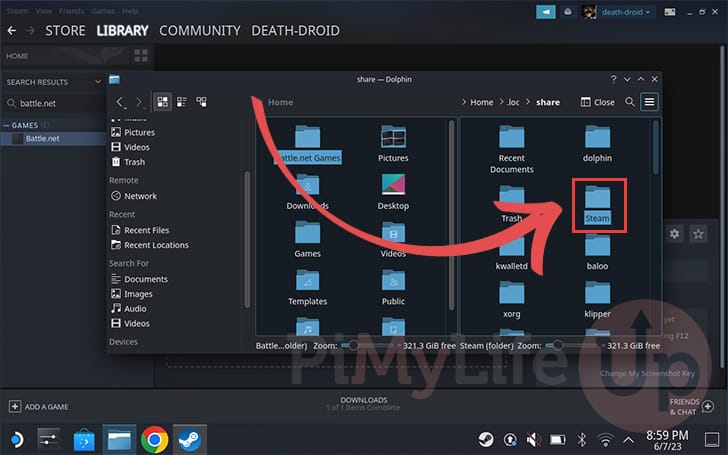 Navigate to the Steam directory within Dolphin