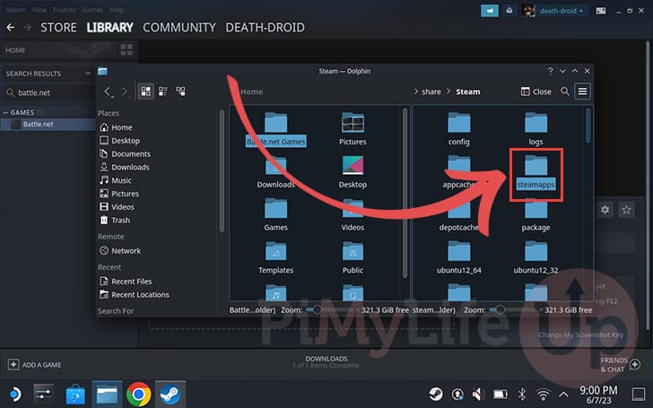 Enter the steamapps directory in Dolphin