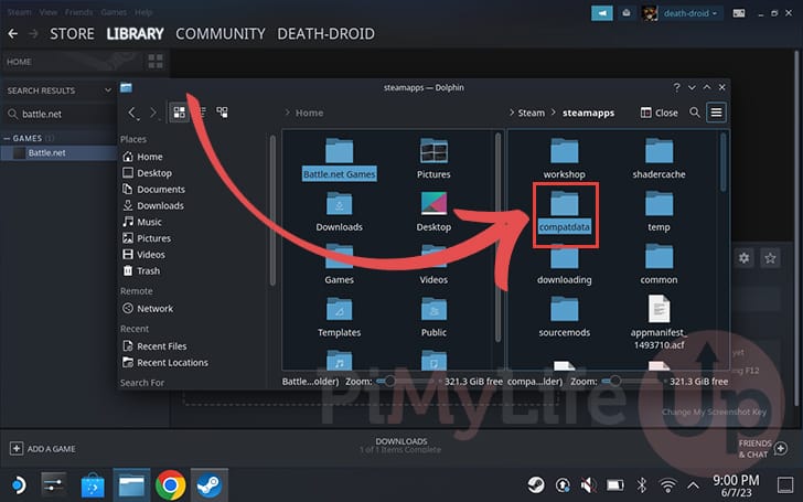 Go to the compatdata folder within the file explorer