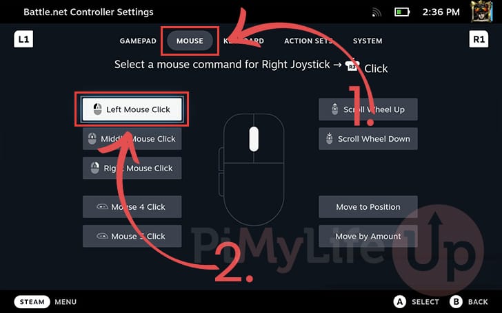 Set trackpad to left mouse click for Battle.net on the Steam Deck