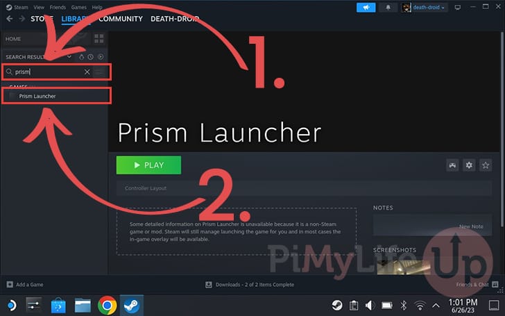 Find Prism Launcher in your Steam Library