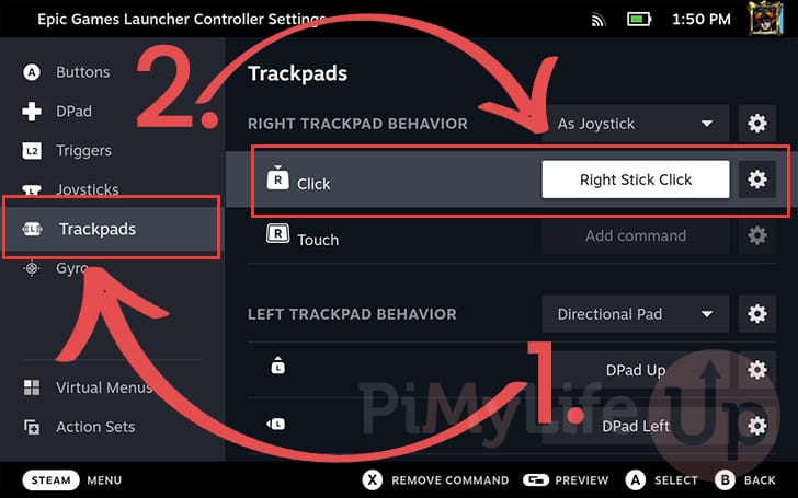 Adjust right trackpad click behaviour