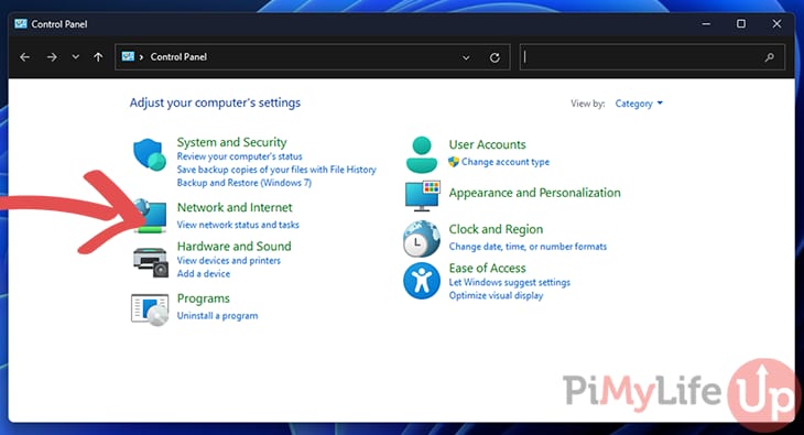 Windows Control Panel - Network and Internet