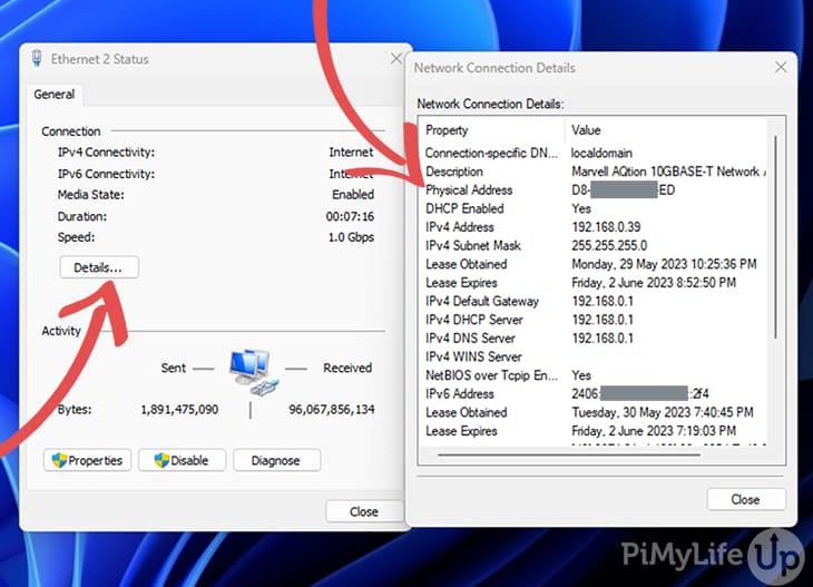 Windows Control Panel - Physical Address Location