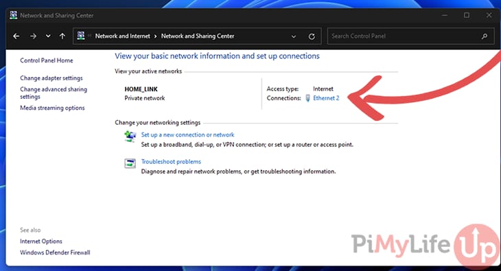 Windows Control Panel - Select Network