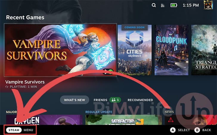 Open the STEAM menu