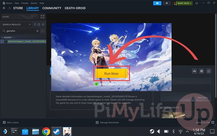 Launch the Genshin Impact Launcher on the Steam Deck