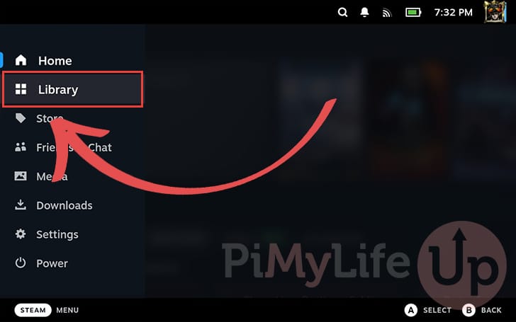 Change into the Steam Deck library