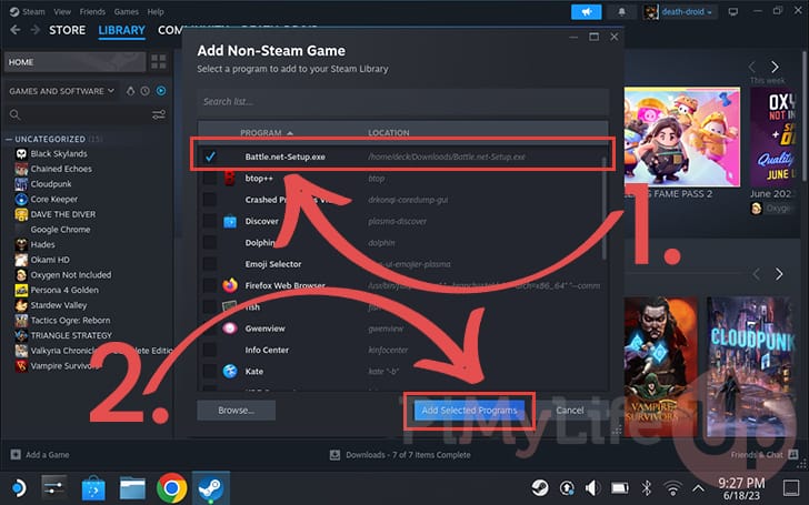 Add the battle.net installer to your Steam Library