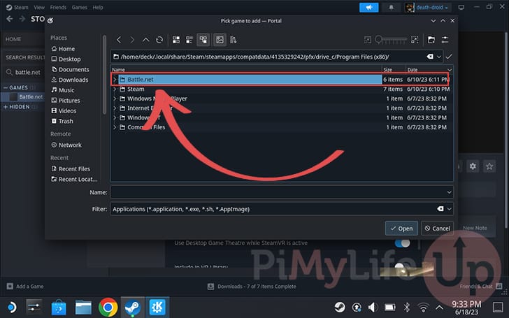 Open Battle.net directory on your Steam Deck