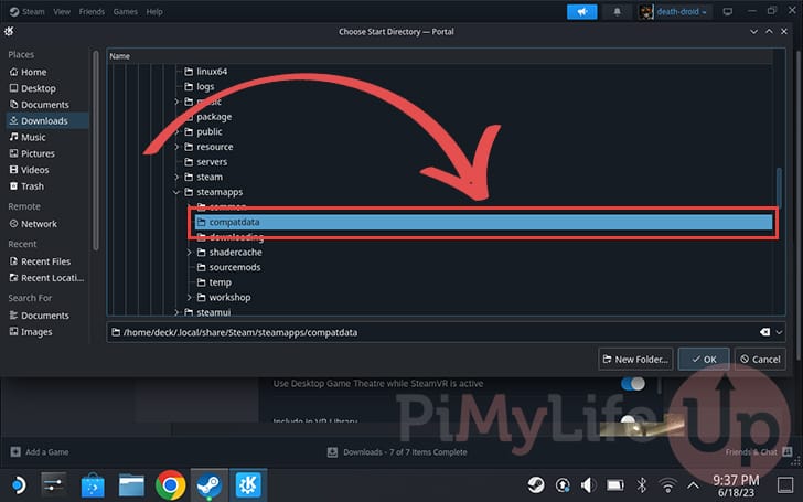 Swap into the compatdata directory