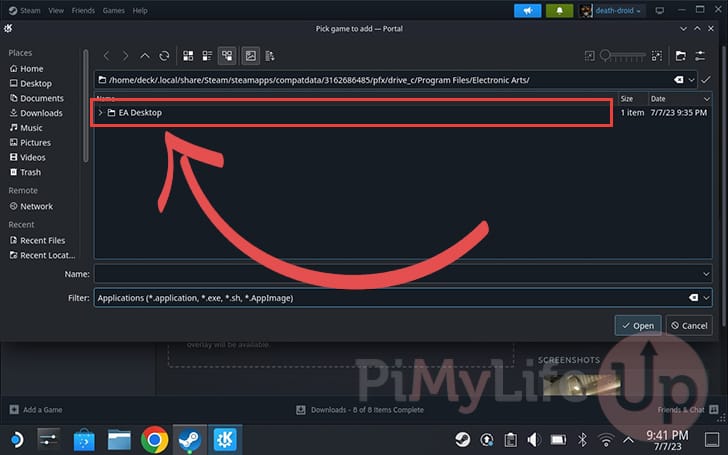 Open the EA App Desktop Folder in the Steam Deck