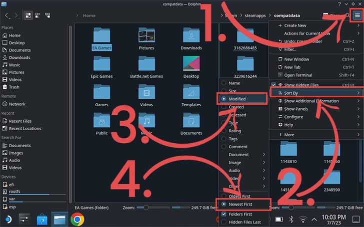 Sort compatdata folder by modified date