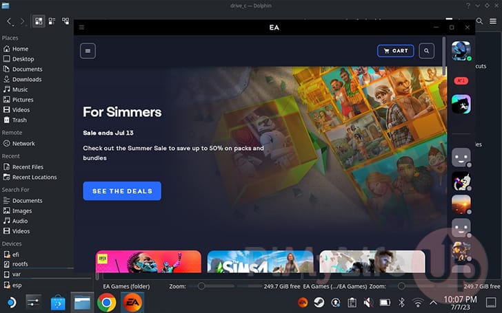 EA Desktop Open while in Desktop mode on the Steam Deck