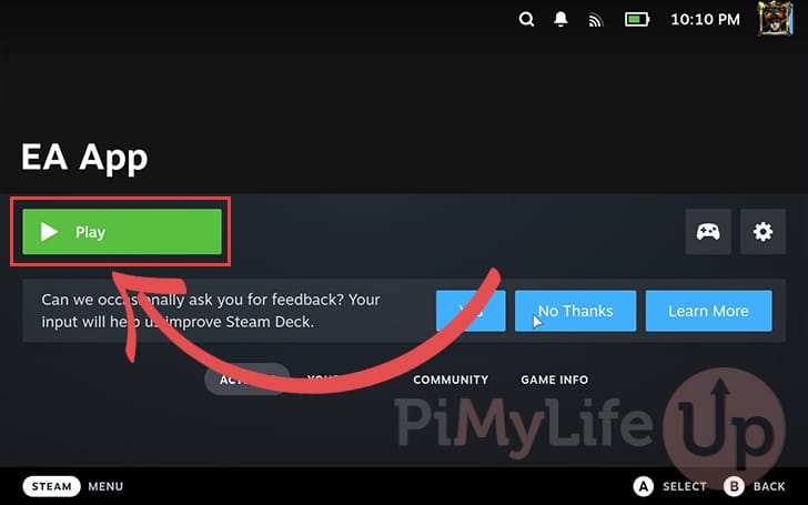 Launch EA App in Steam Deck gaming mode