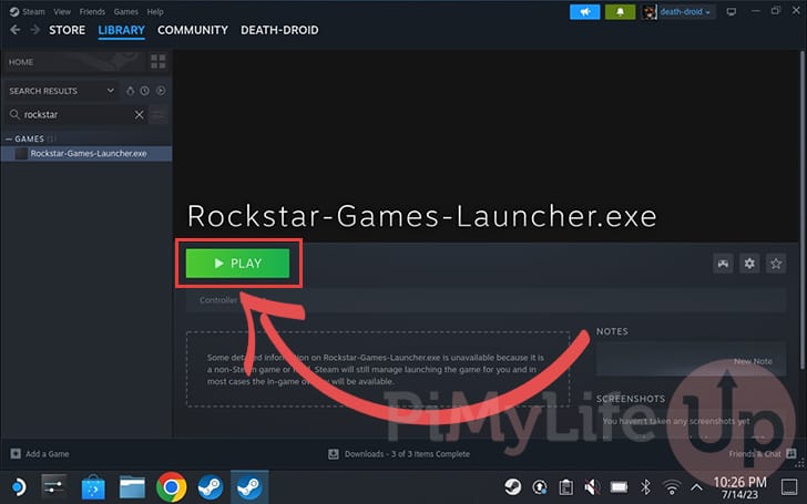 Launch Rockstar Games Launcher Installer on Steam Deck