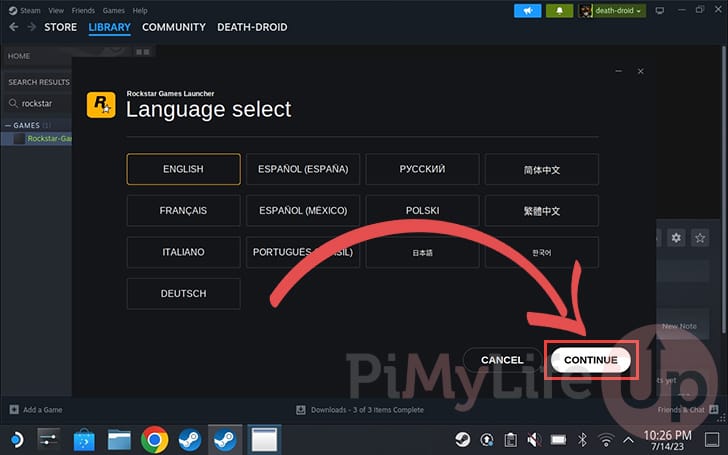Select installer language