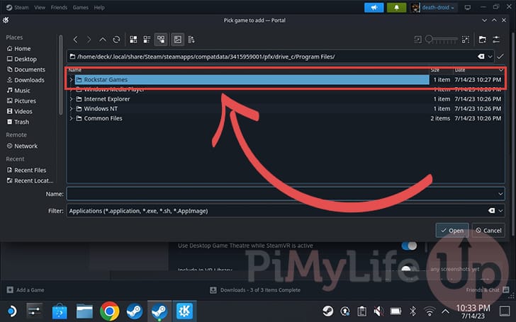 Open the rockstar games directory on your Steam Deck