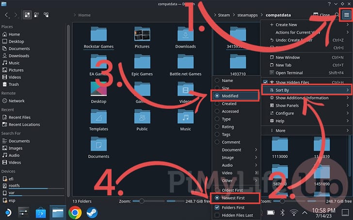 Sort files in Dolphin by modified date