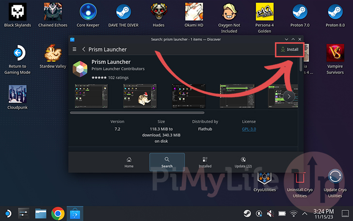 Install the Prism Launcher to your Steam Deck