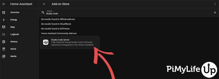 Search Add-on Store for Studio Code Server