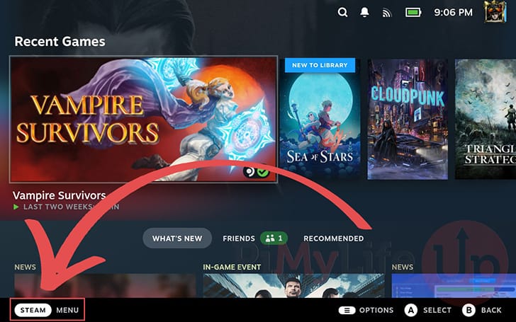 Open the Steam Menu