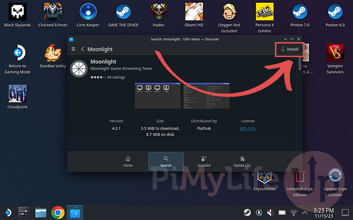 Install the Moonlight Client to the Steam Deck