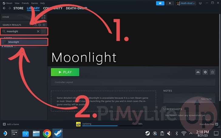 Find Moonlight in Steam library