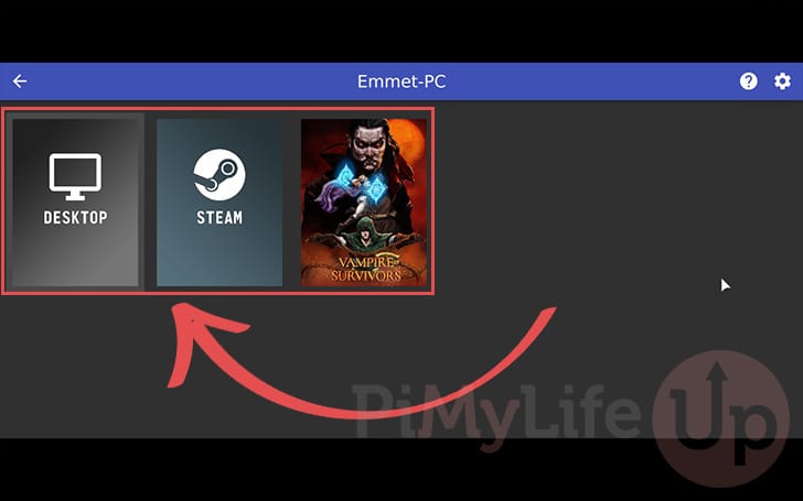 Select a game to stream to the Steam Deck