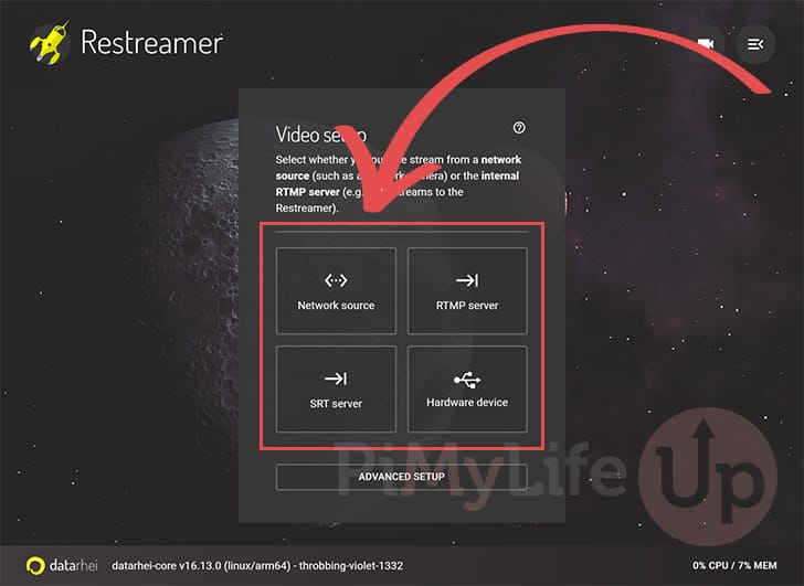 Select Video Source for Restreamer