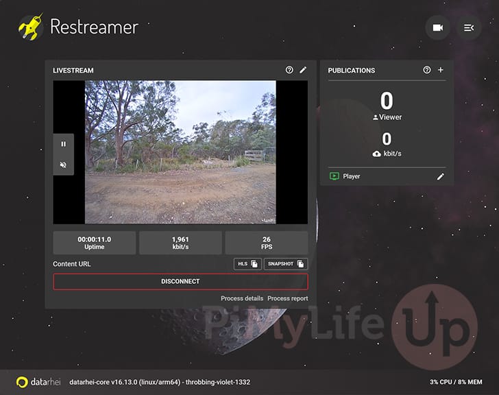 Restreamer web interface on the Raspberry Pi