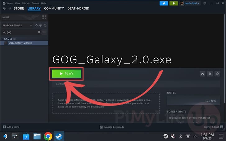 Launch the GOG Galaxy Installer on the Steam Deck