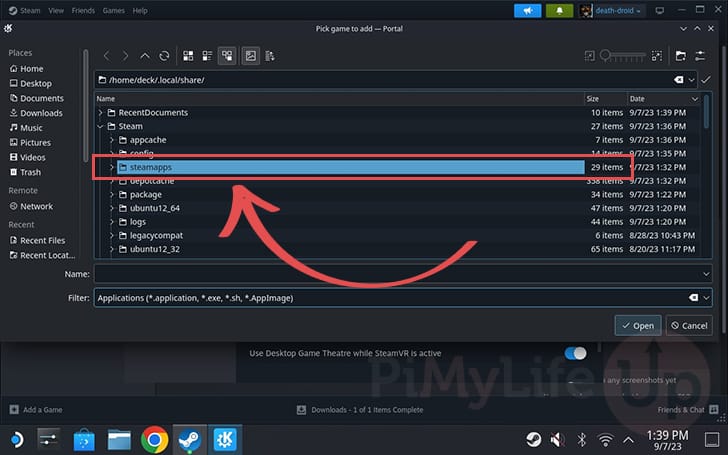 Navigate to the steamapps folder