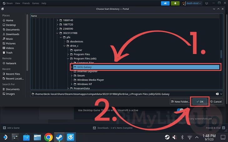 Choose the GOG Galaxy Folder as START IN